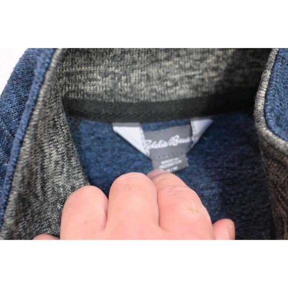 Eddie Bauer Camp Sweater 1/4 Zip Fleece Pullover Marled Blue Mens Size Medium - Picture 7 of 8